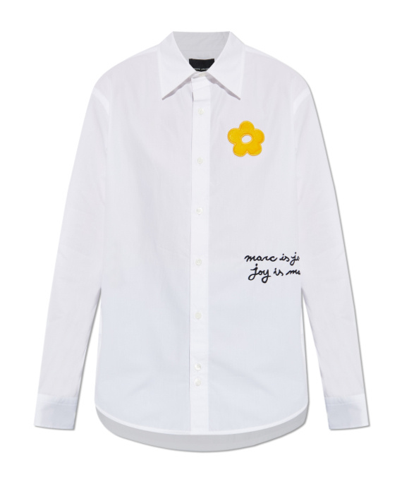 Marc Jacobs Cotton Shirt With Flower Patch In White