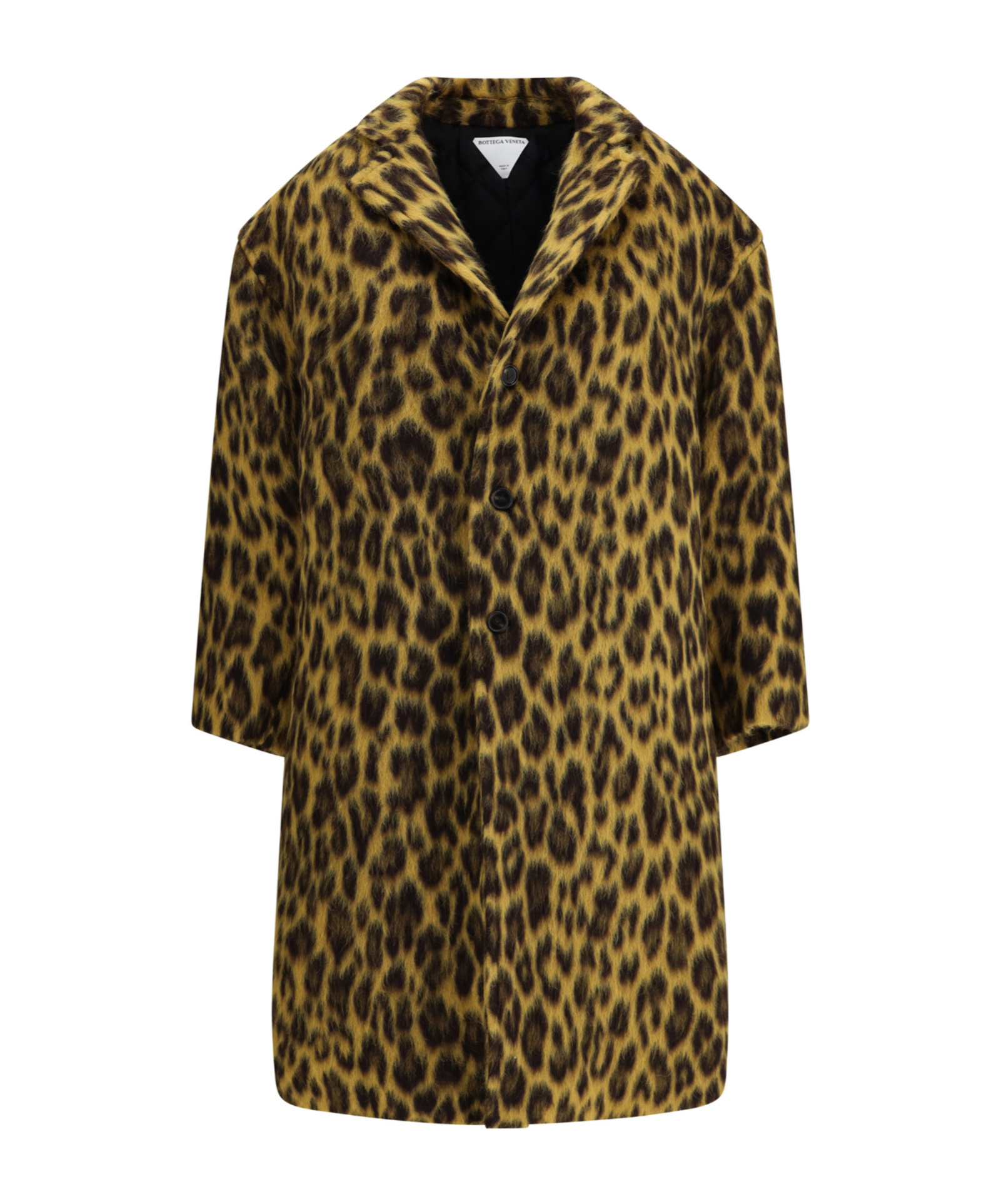 Bottega Veneta Womens Brushed Leopard Wool-blend Coat Camel Black Brown In Brown