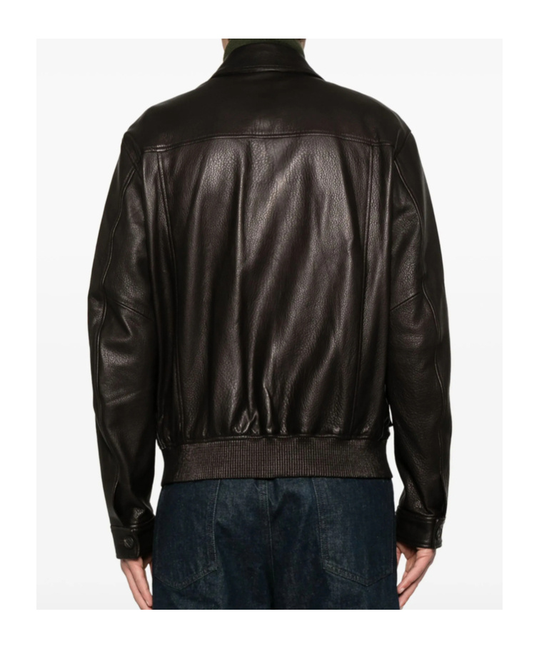 Shop Tagliatore Long Sleeve Leather Jacket