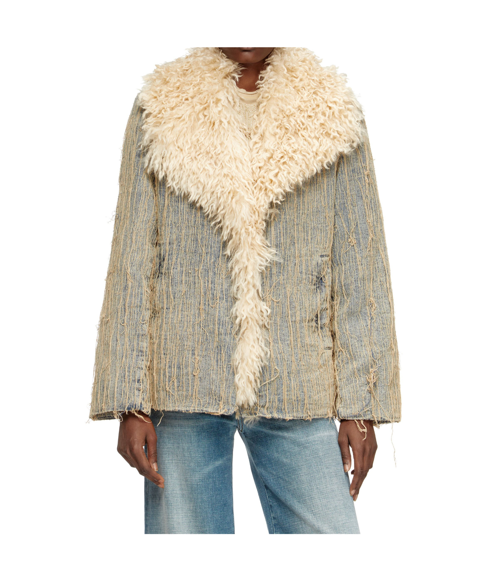 Diesel Jacket In Floating-thread Jacquard Denim In Gray