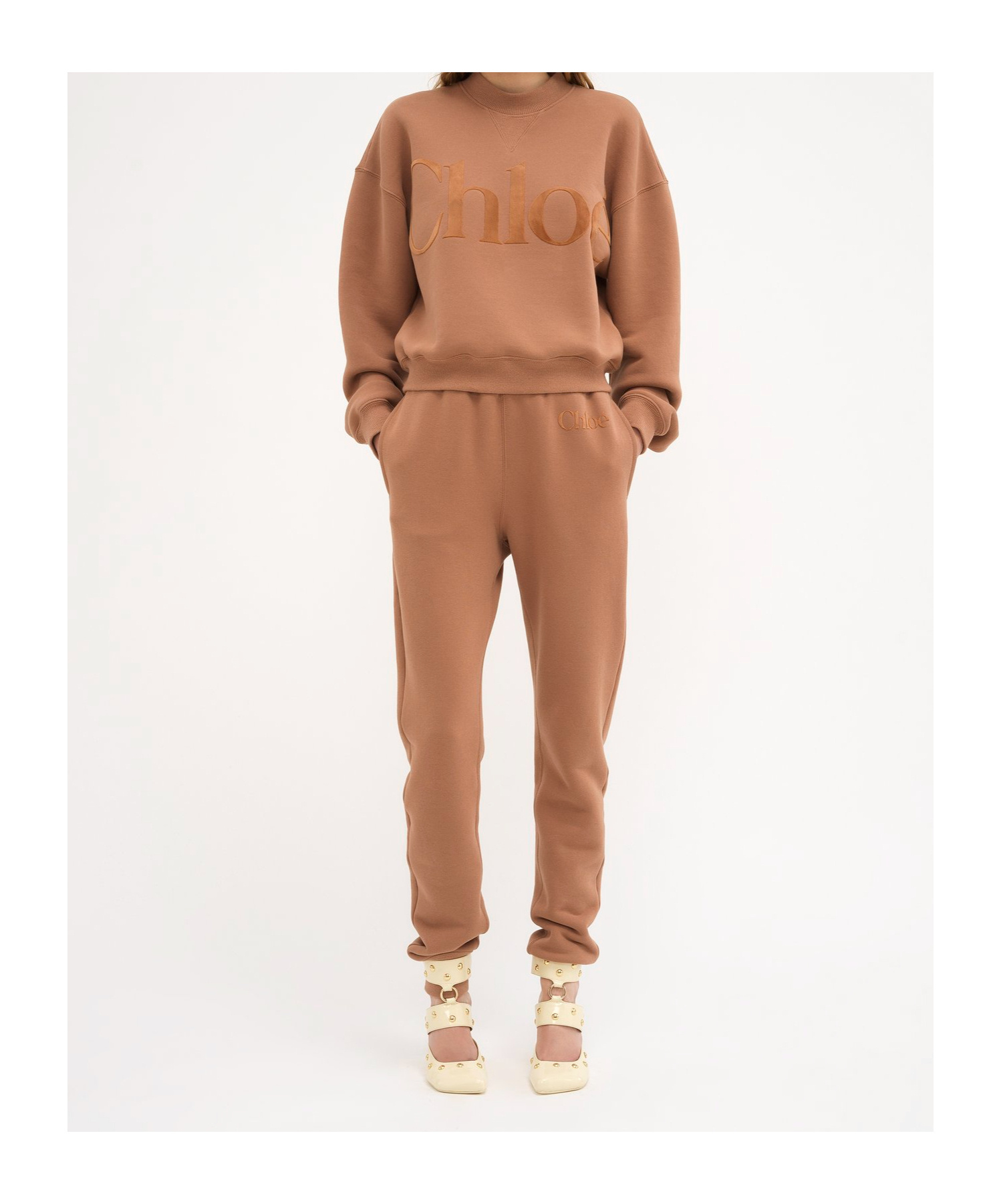 Chloé Elastic Waist Sweatpants In Brown