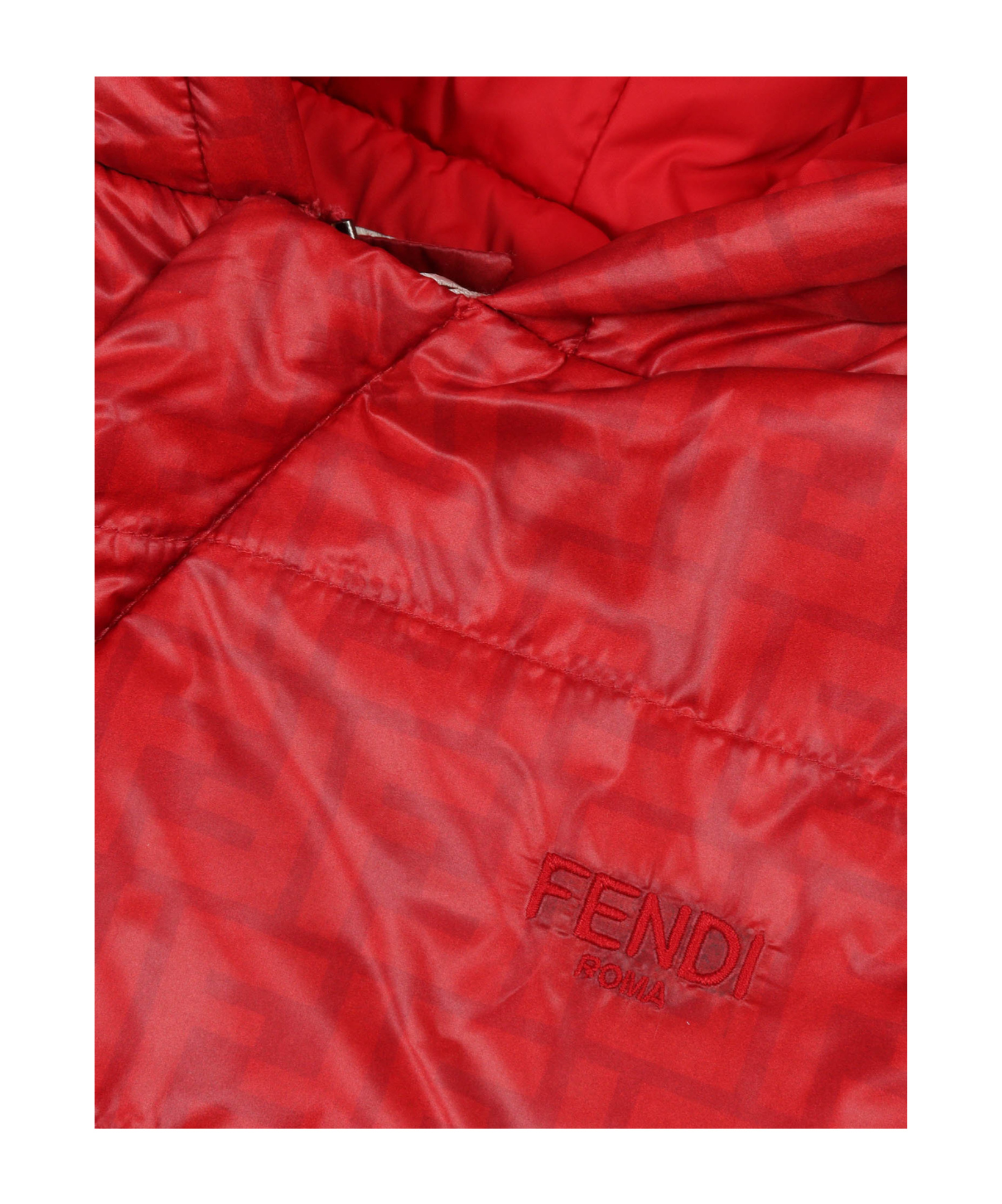 Fendi Logo-print Hooded Padded Jacket In Red