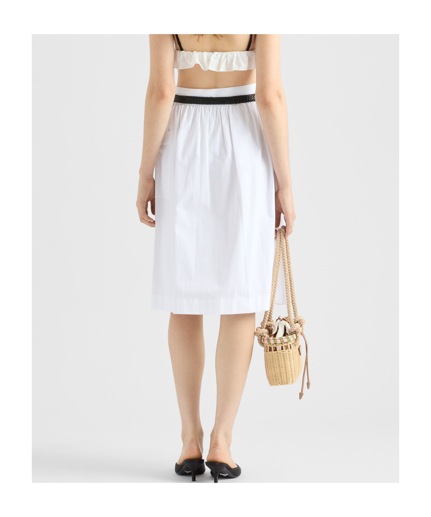 Prada Soft Cotton Gabardine Skirt In White