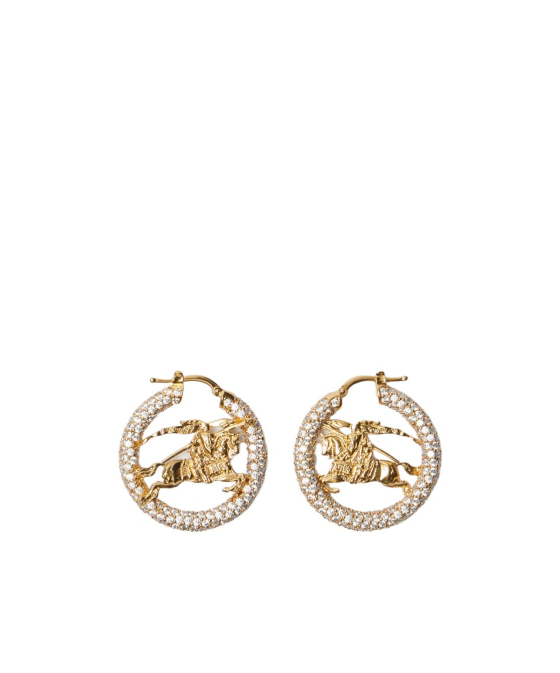 Burberry Ekd Pavé Hoop Earrings In Gold/clear