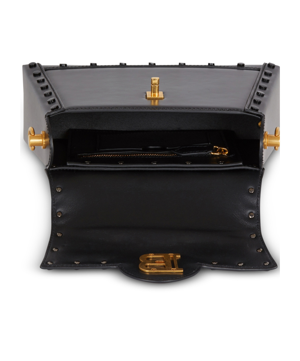 Balmain Small B-buzz Dynasty Leather Shoulder Bag In Black