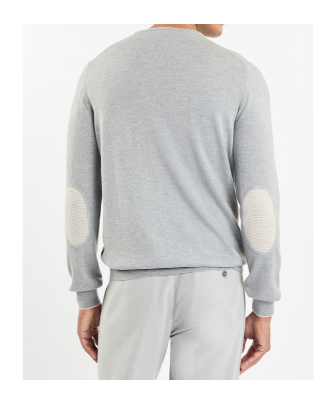 Fay Jumper In Grey Merinos Wool Knit In White