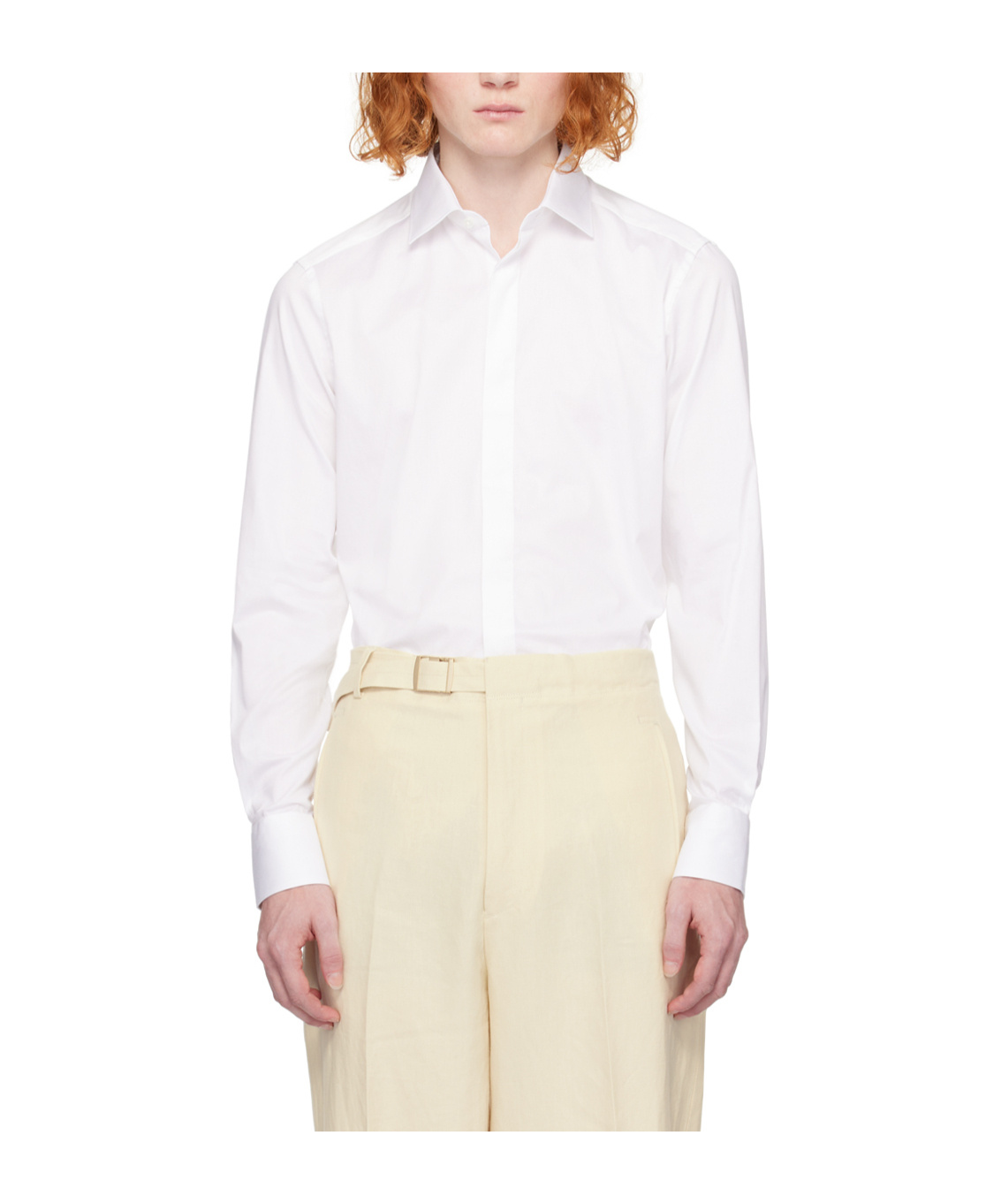 Zegna Micro Striped Trecapi Tailored Fit Long Sleeve Shirt In White