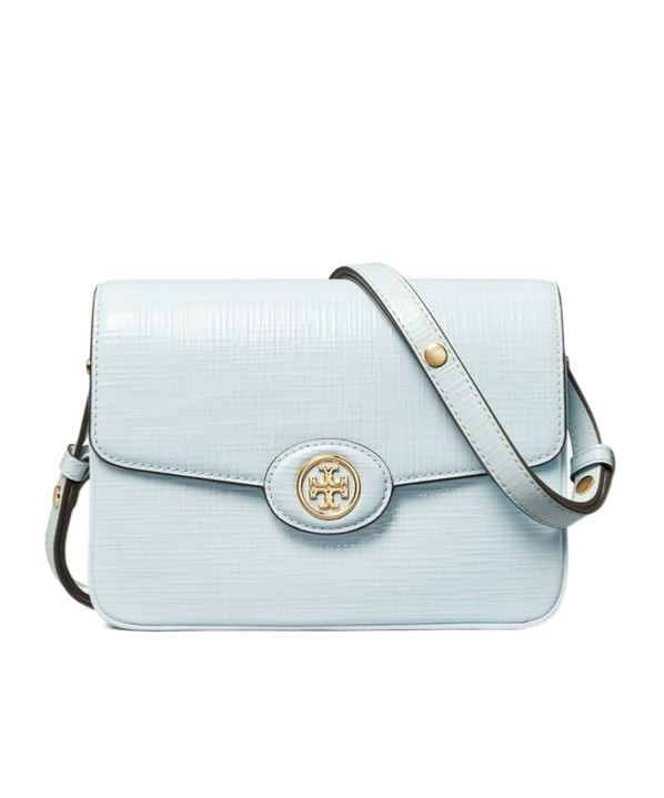 Tory Burch Robinson Crosshatched Crossbody Bags In White