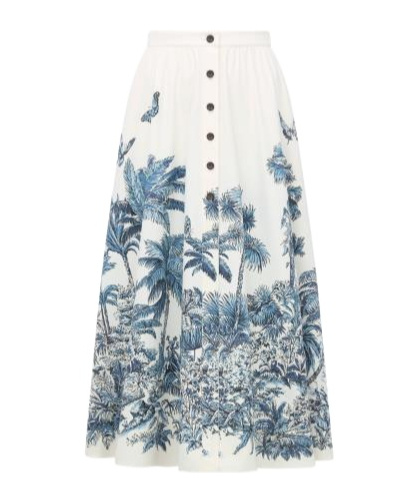 Dior Iviera Mid-length Flared Skirt In White