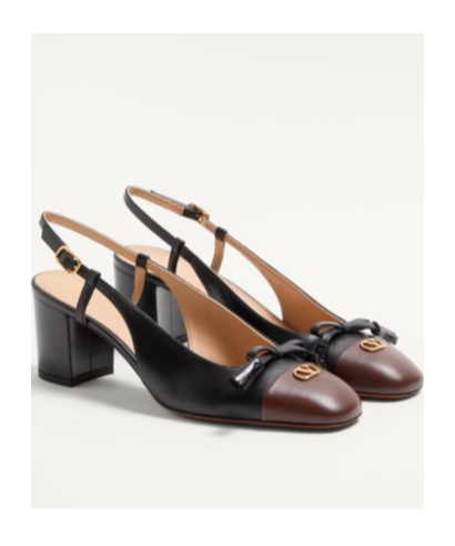 Valentino Valet Du Roi Vlogo Leather Slingback Pumps In Black