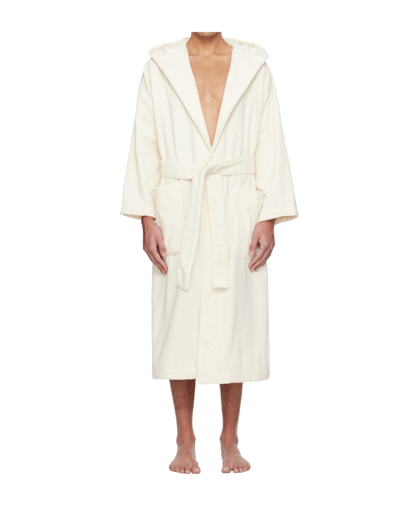 Tekla Lace-up Bathrobe In White