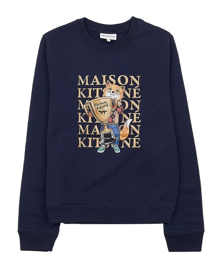 Maison Kitsuné Long-sleeved Sweater In Black
