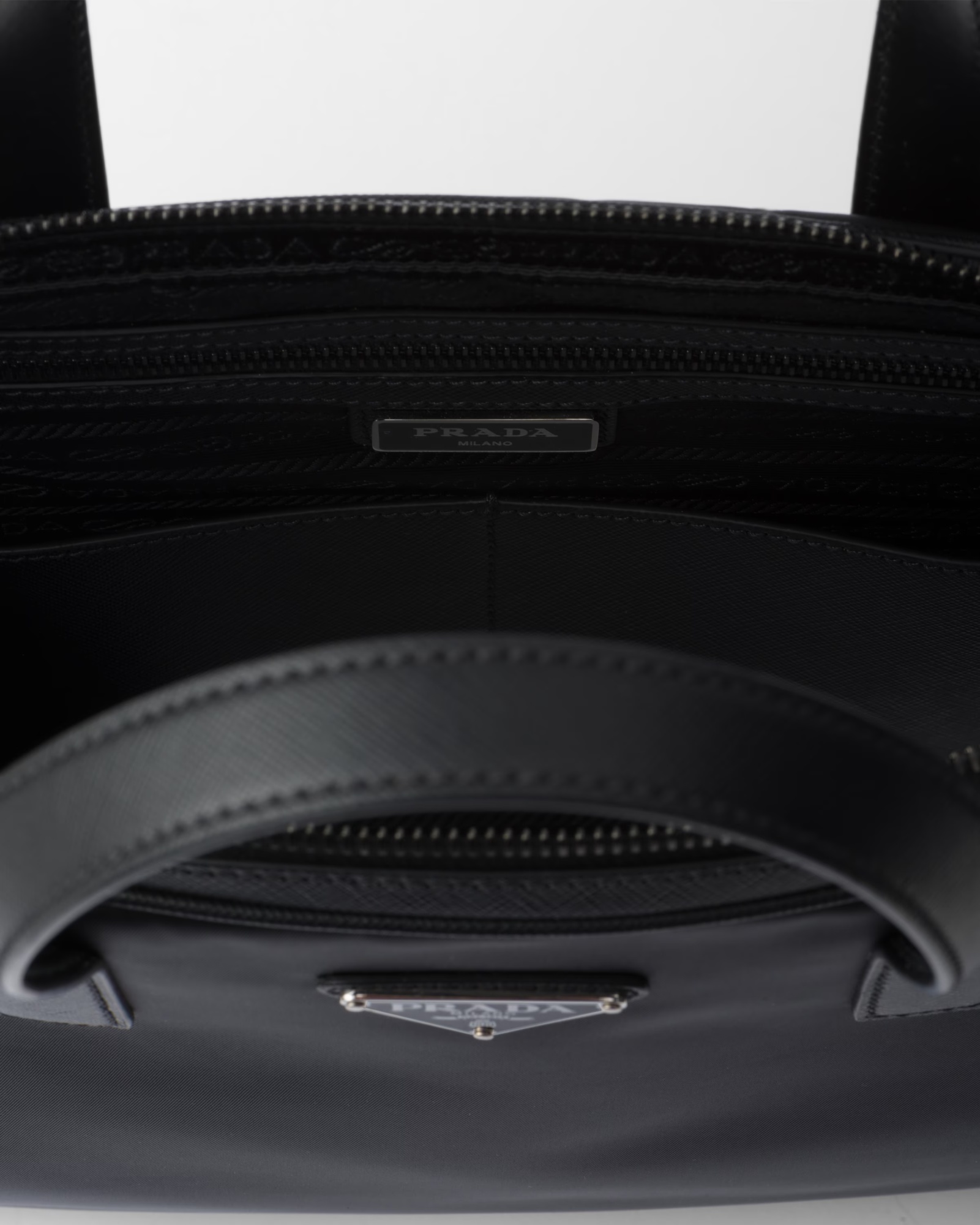 Prada Re-nylon Leather-trimmed Briefcase In Black