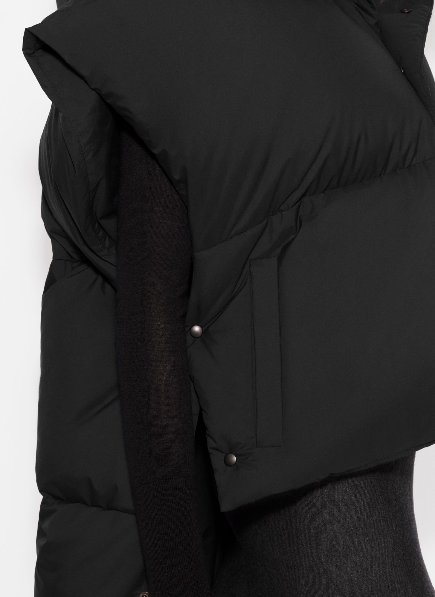 Alaïa Oversize Asymmetric Down Vest Jackets Black In Black