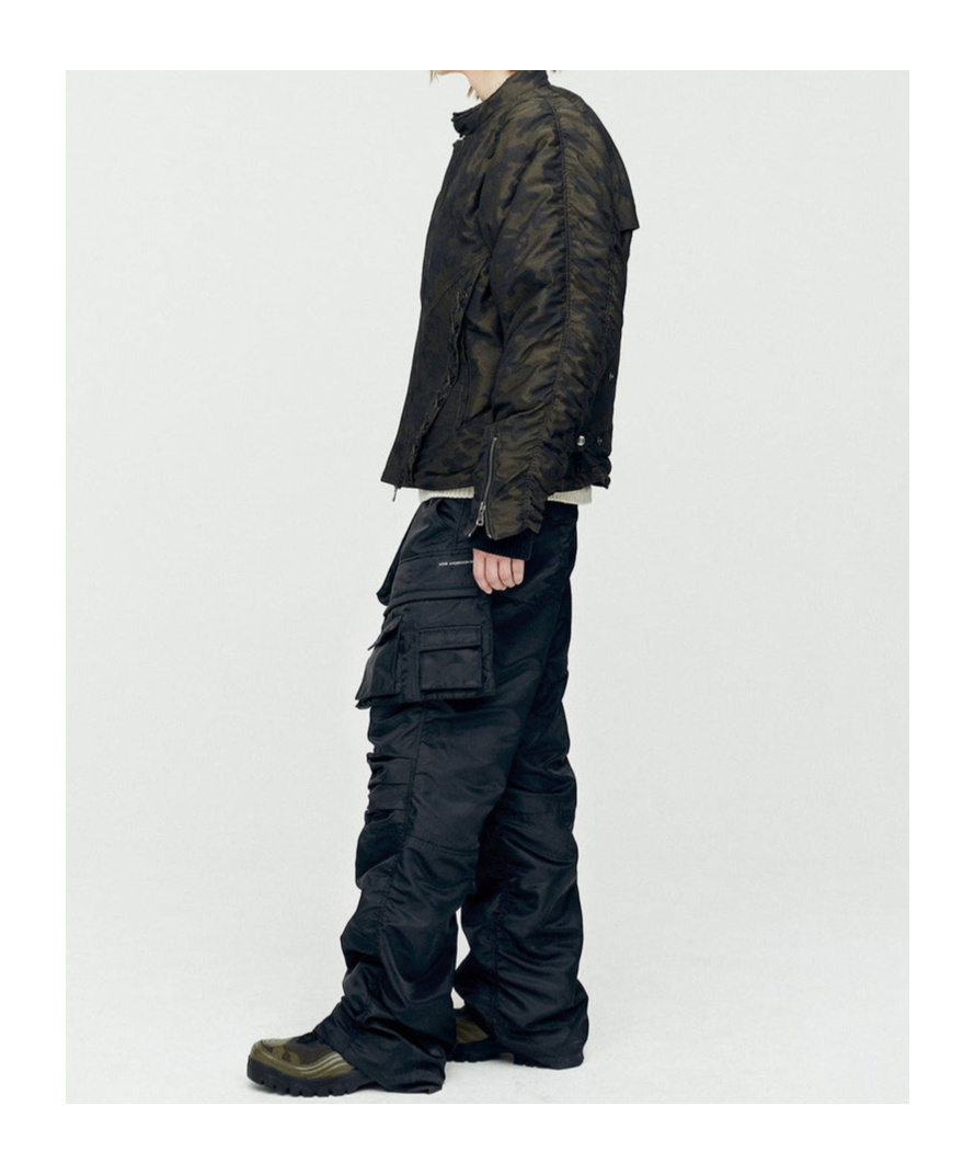 Andersson Bell Green Camouflage Lace-up Padded Jacket In Black