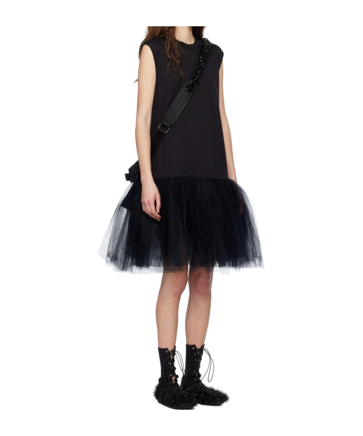 Simone Rocha Black Relaxed Ballet Tutu Midi Dress In Multi