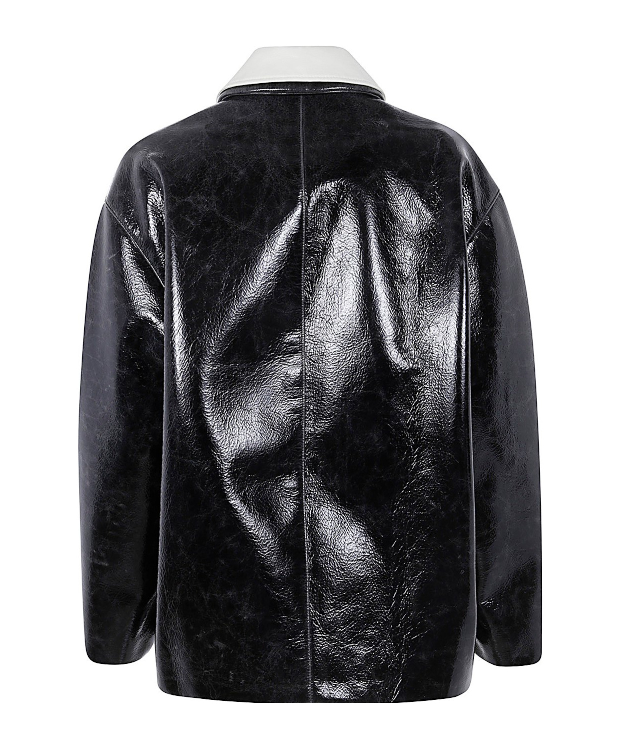 Philosophy Di Lorenzo Serafini Glass Effect Coated Wool Jacket For Women In Coal Gray