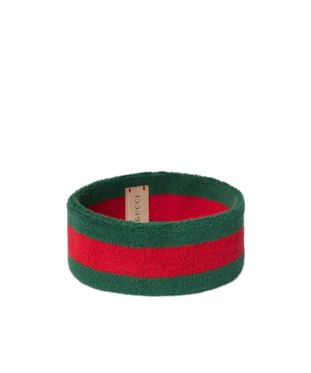 Gucci Mesh Terry Cloth Headband In Green