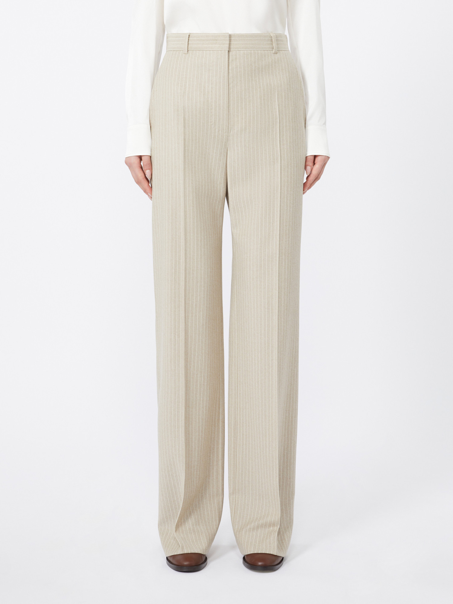 Max Mara Patterned Wool Trousers In Brown