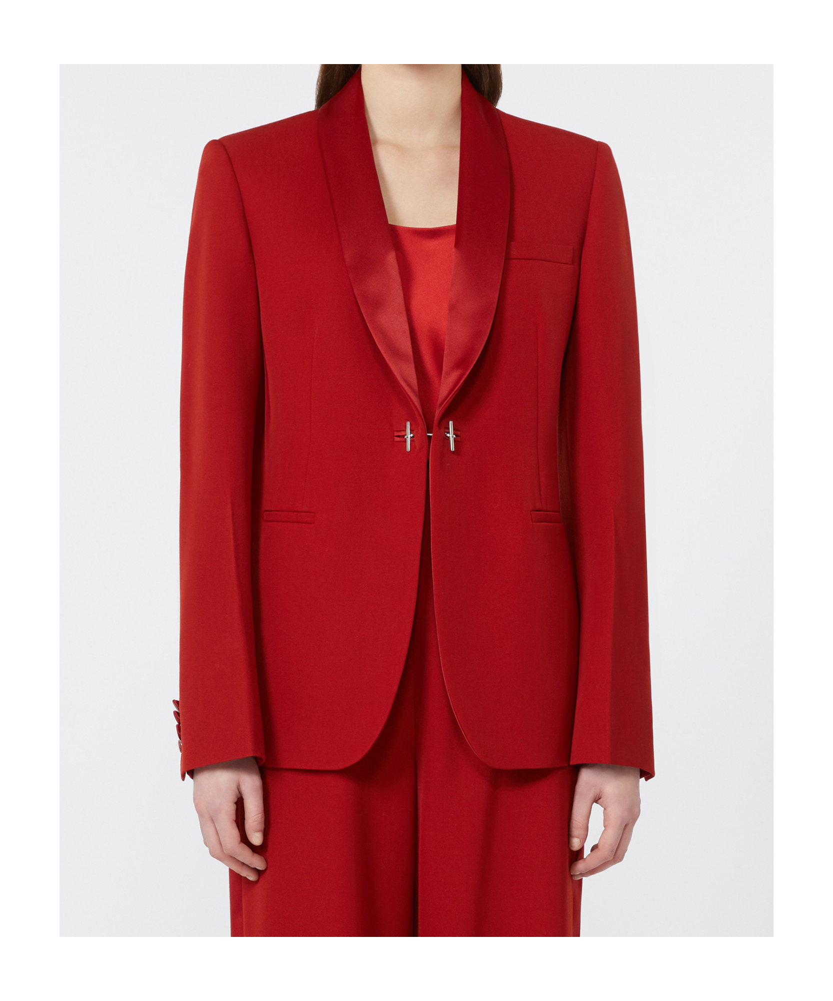 Max Mara Gabardine Wool Blazer In Red