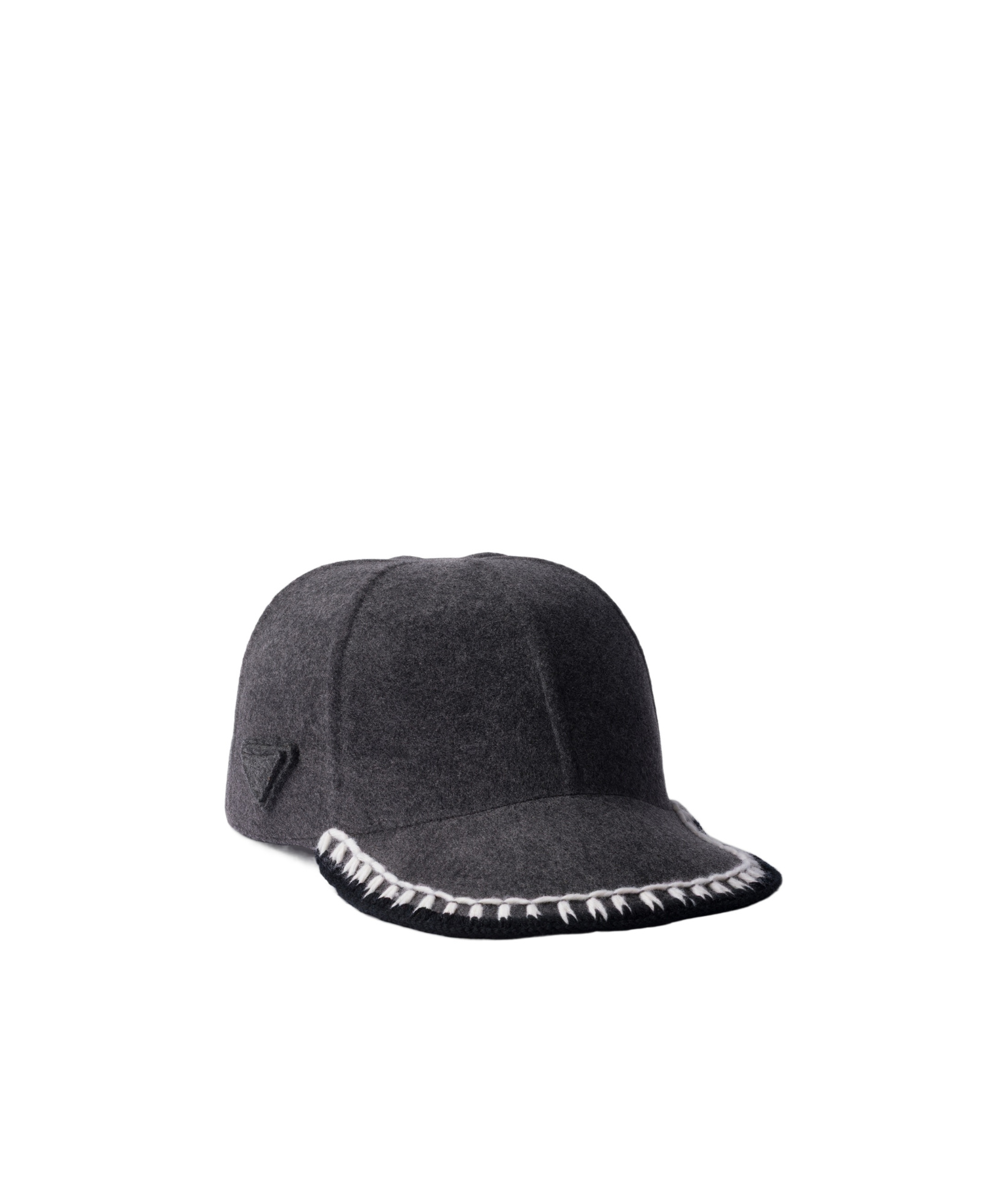 Prada Felt Baseball Cap In Gray