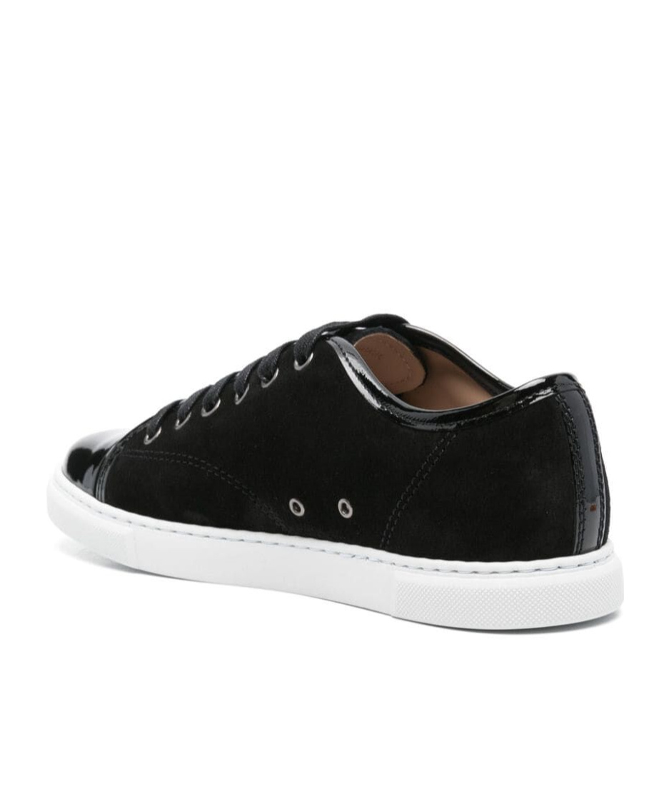 Lanvin Calf Suede Sneakers Metal Eyelet In Black