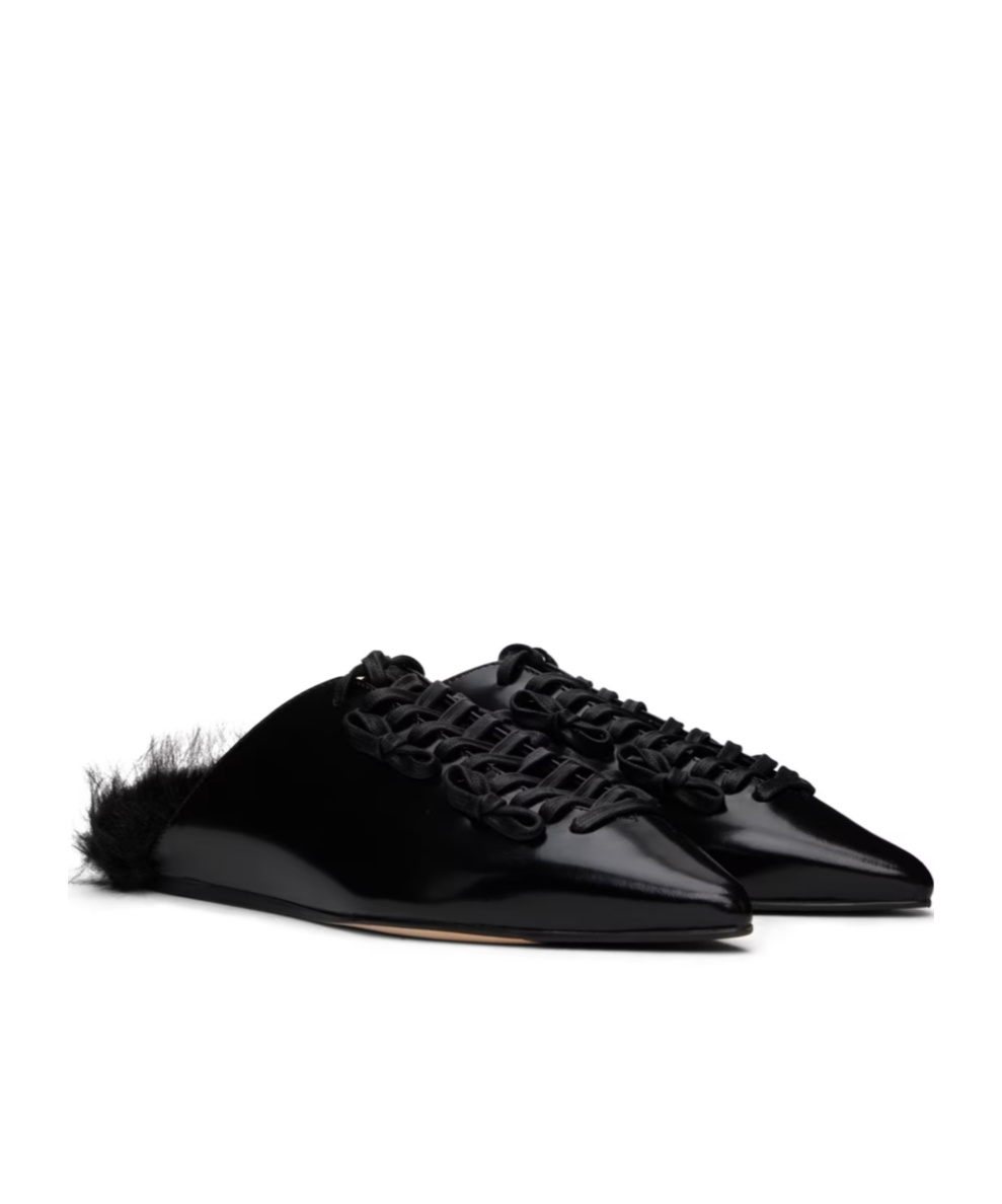 Simone Rocha Pointed-toe Faux-fur Muller Shoes In Black