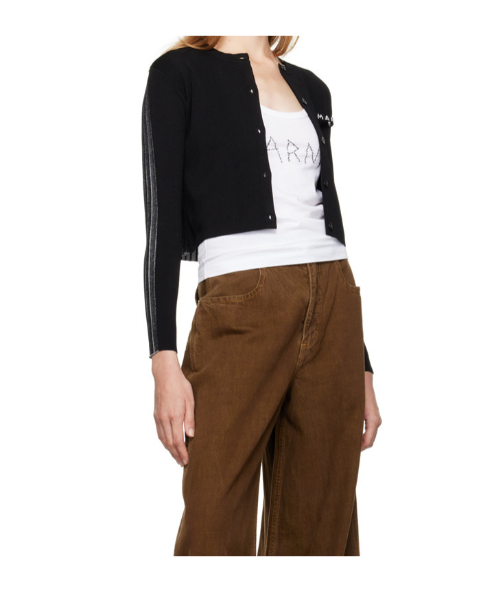 Marni Logo-embroidered Cotton Cardigan In Black