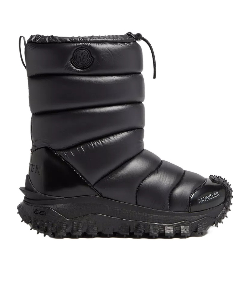 Moncler Trailgrip Appliquéd Quilted Padded Glossed Leather-trimmed Shell Snow Boots In Black