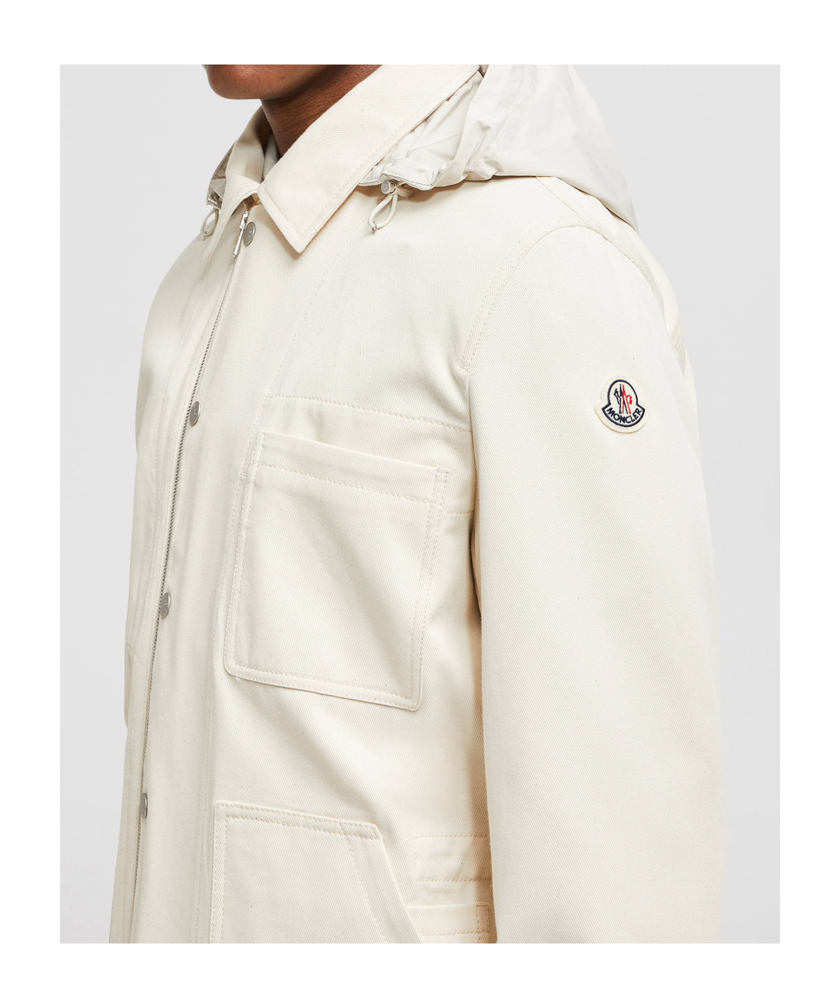 Moncler Guerledan Hooded Cotton Shirt Jacket White In White