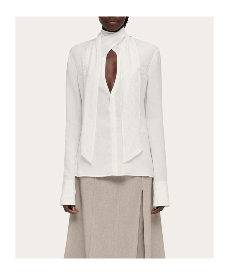 Ferragamo Stray-collar Shirt In White