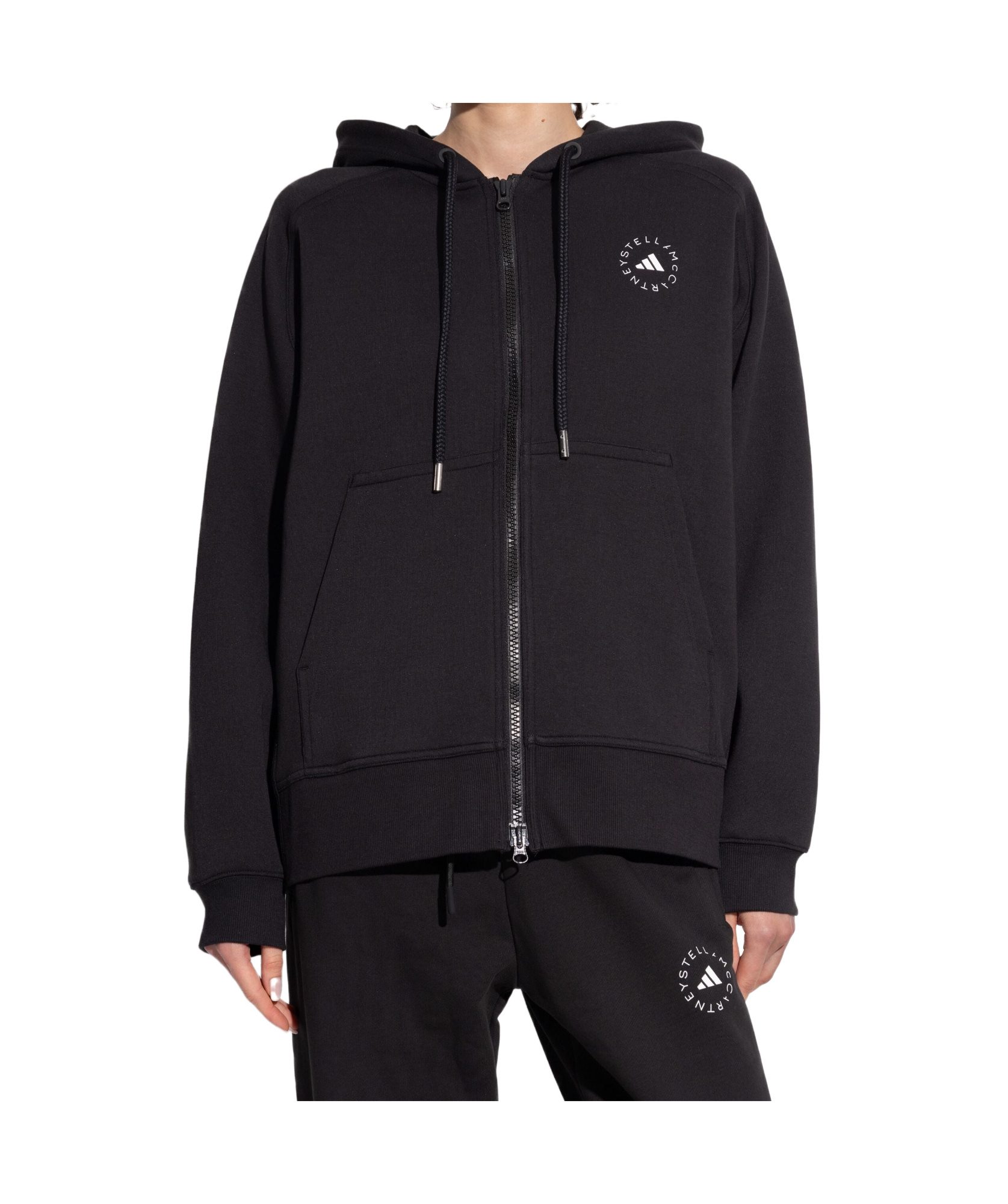 Shop Adidas By Stella Mccartney Zip Hoodie Jacket In Black