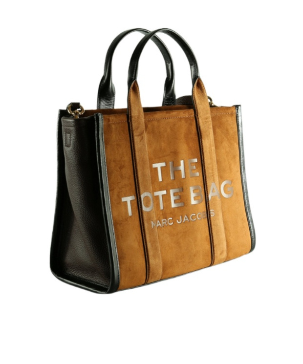 Marc Jacobs The Medium Suede Leather Blocked Tote Bag In Brown