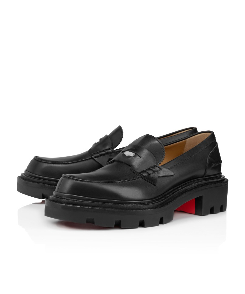 Christian Louboutin College Bow Chunky Round Toe Loafers In Black