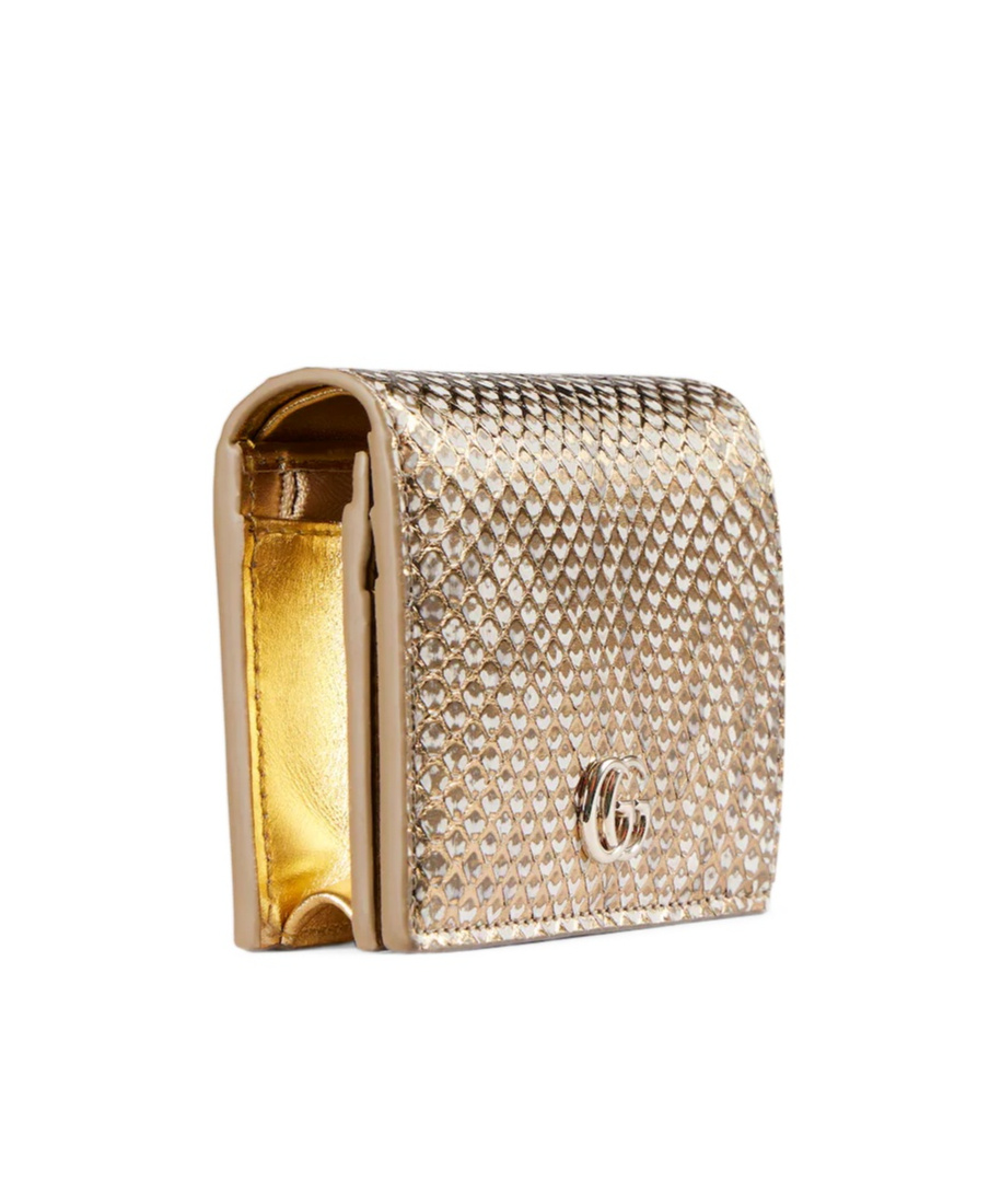 Gucci Gg Marmont Python Small Wallet In Brown
