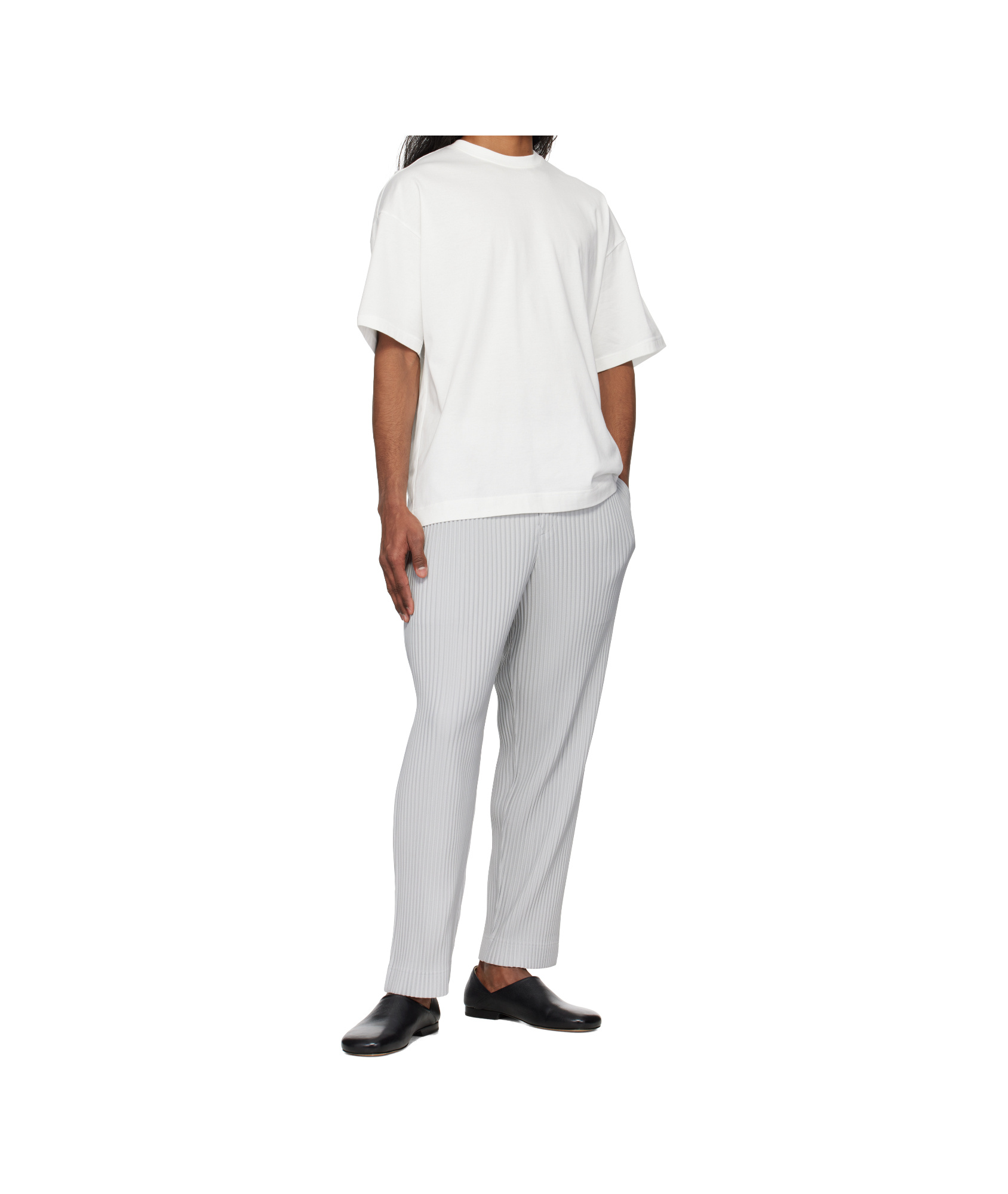 Issey Miyake Pleated Straight-leg Trousers In Gray