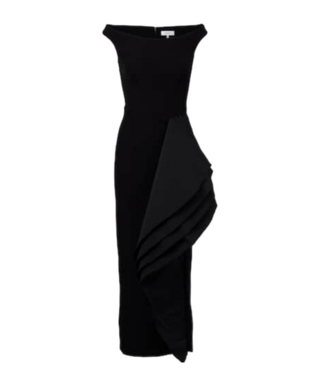 Safiyaa London Bree Draped Midi Dress In Black