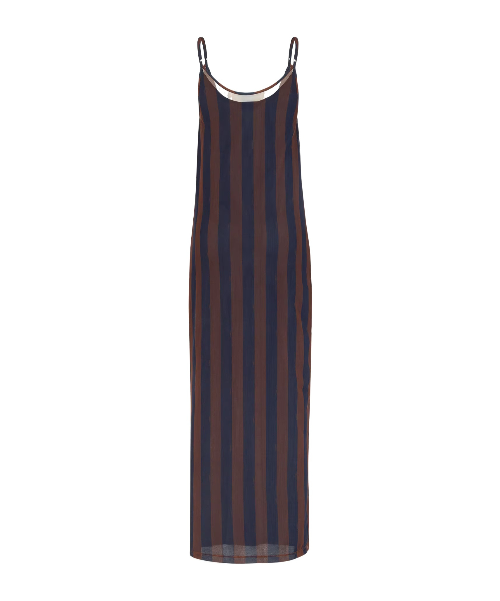 Fendi Sheer Overlay Midi Length Slip Dress In Brown