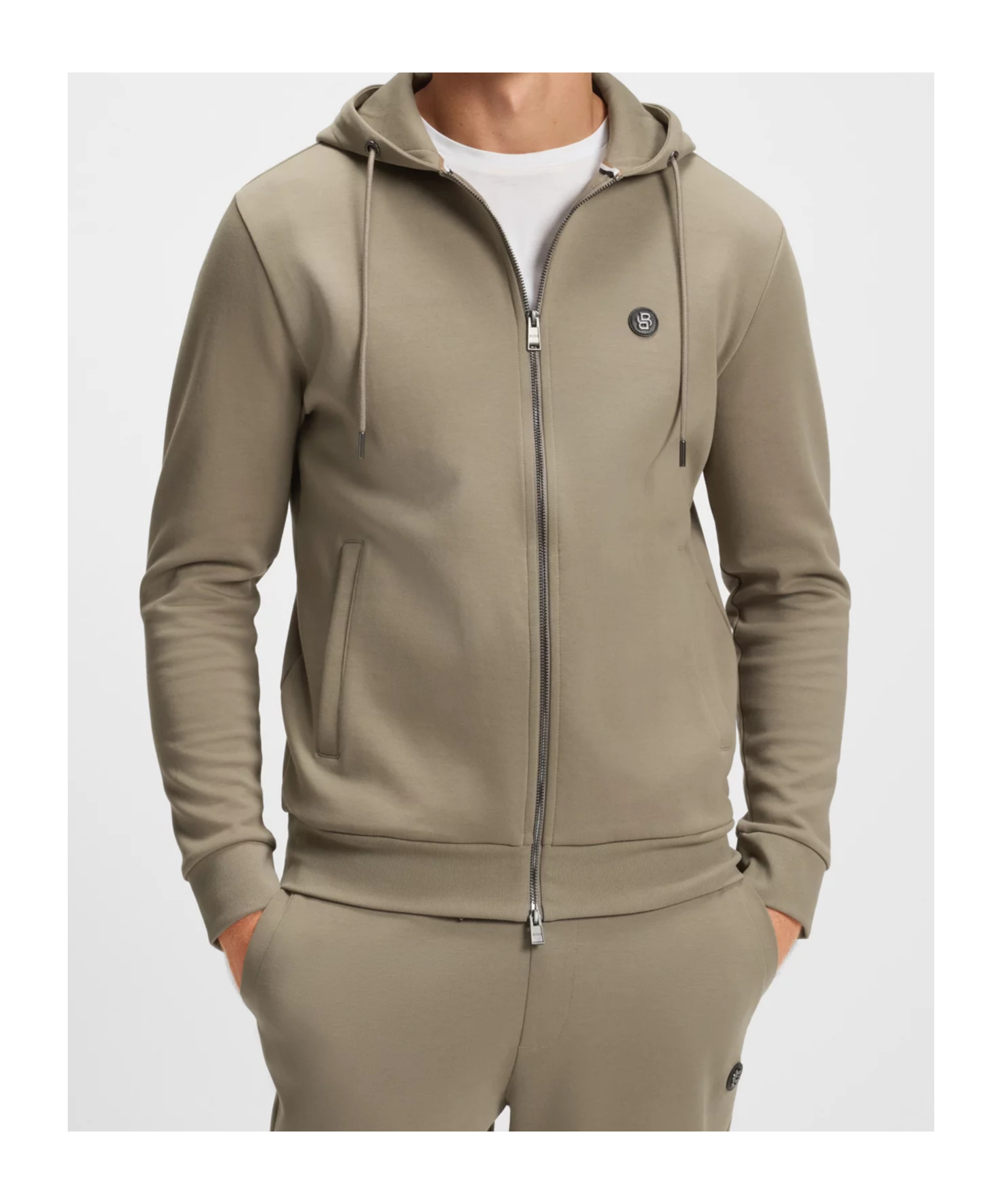 Hugo Boss Logo-patch Sweatshirt In Brown