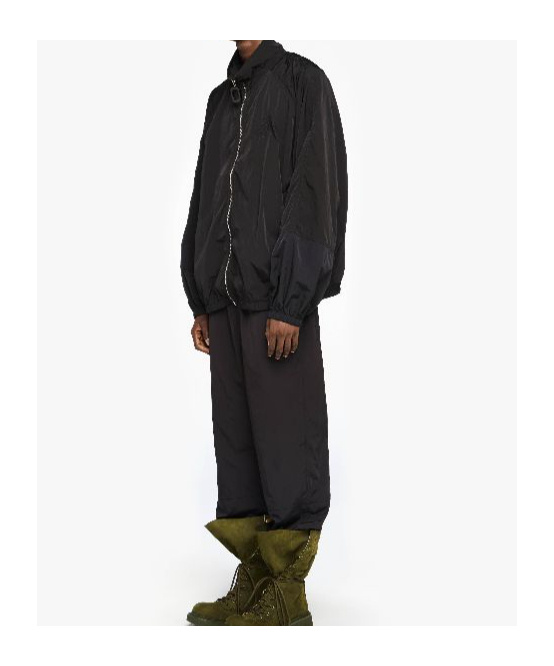 Jw Anderson Black Jacket With Mock Neck And Raglan Sleeves In Tech Fabric Man In Black