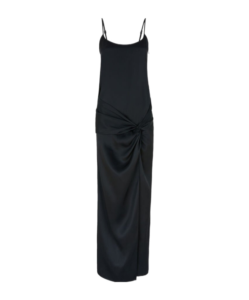 Shop Attico The Ruched Detailed Maxi Dress In Black