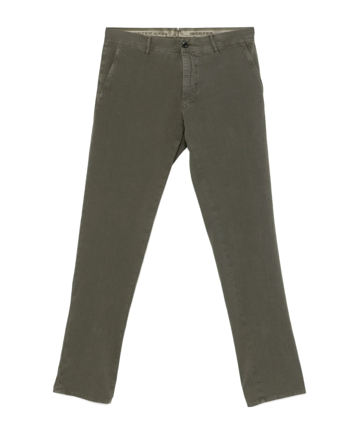 Incotex Twill Tapered Trousers In Green