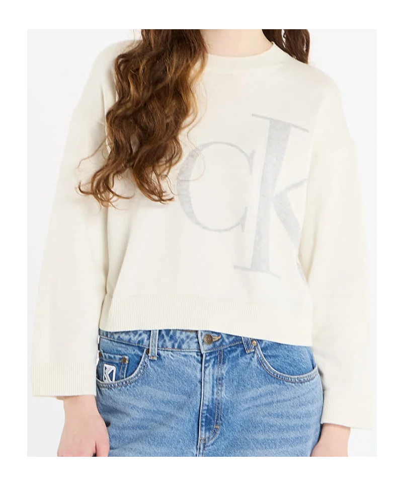 Calvin Klein Jeans Est.1978 Long-sleeve Cotton Sweater In Neutral