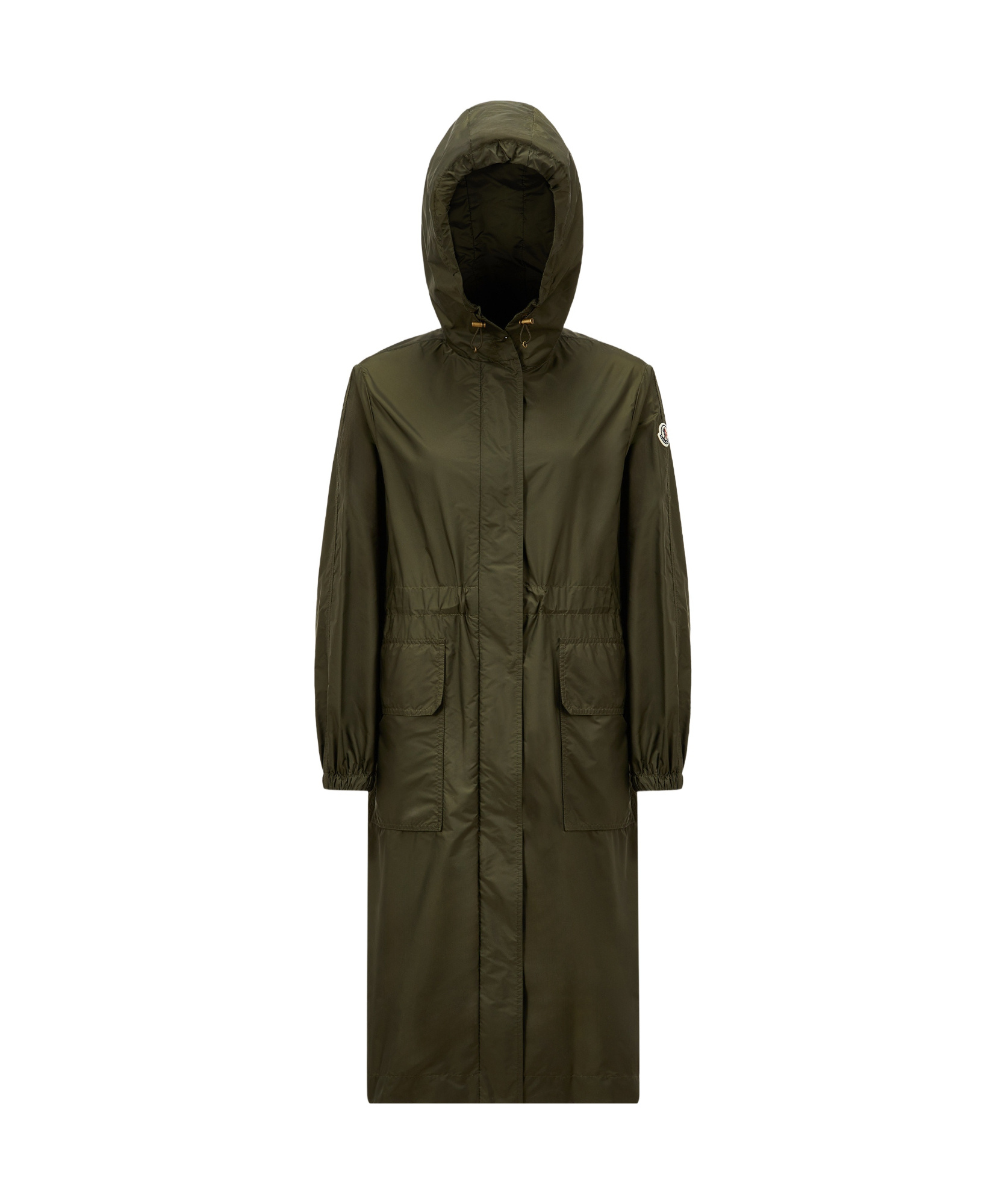 Moncler Long-sleeved Hooded Coat In Green
