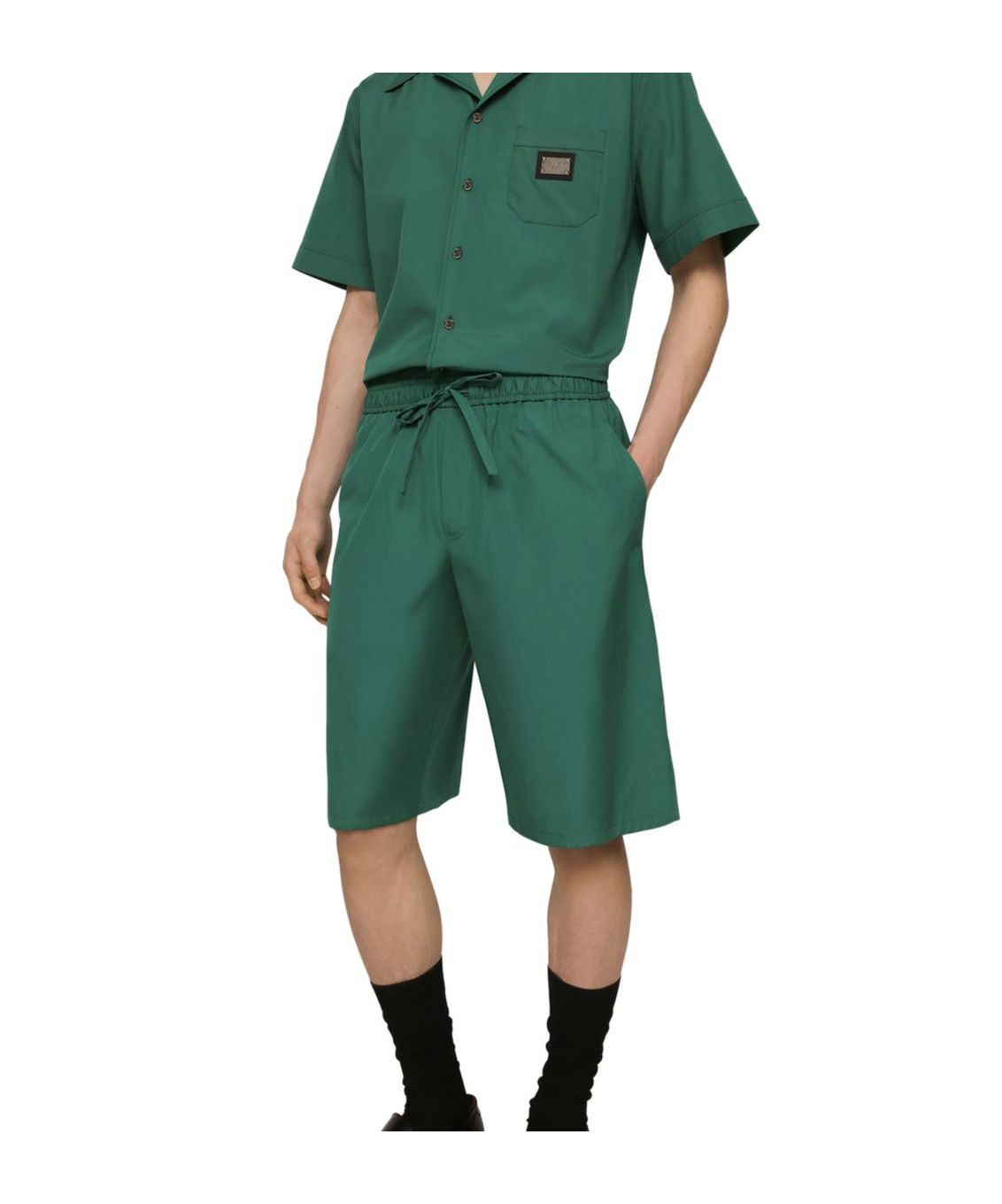 DOLCE & GABBANA COTTON JOGGING SHORTS WITH LOGO TAG