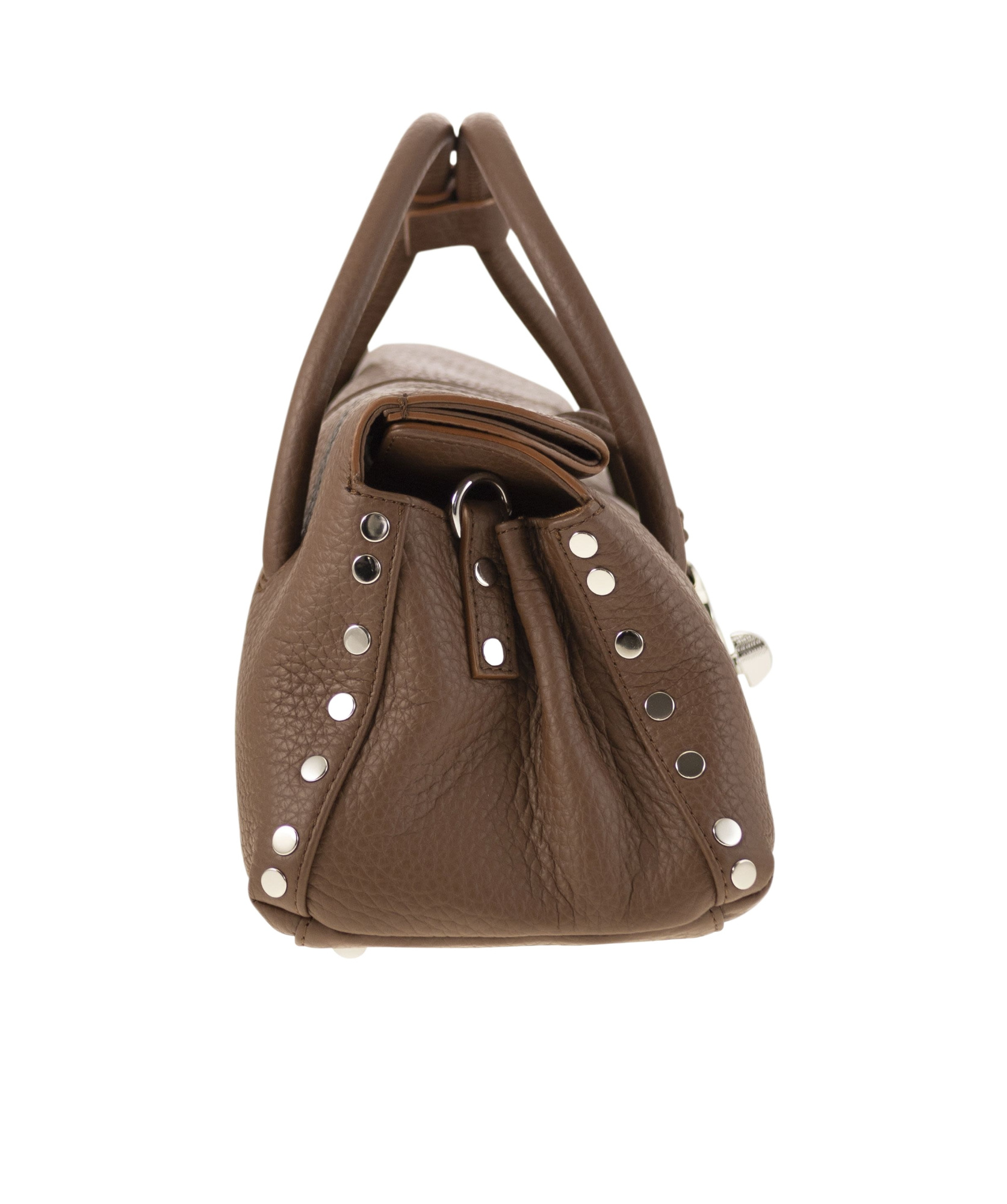 Zanellato Dotta Centauro Small Grained Leather Handbag In Green