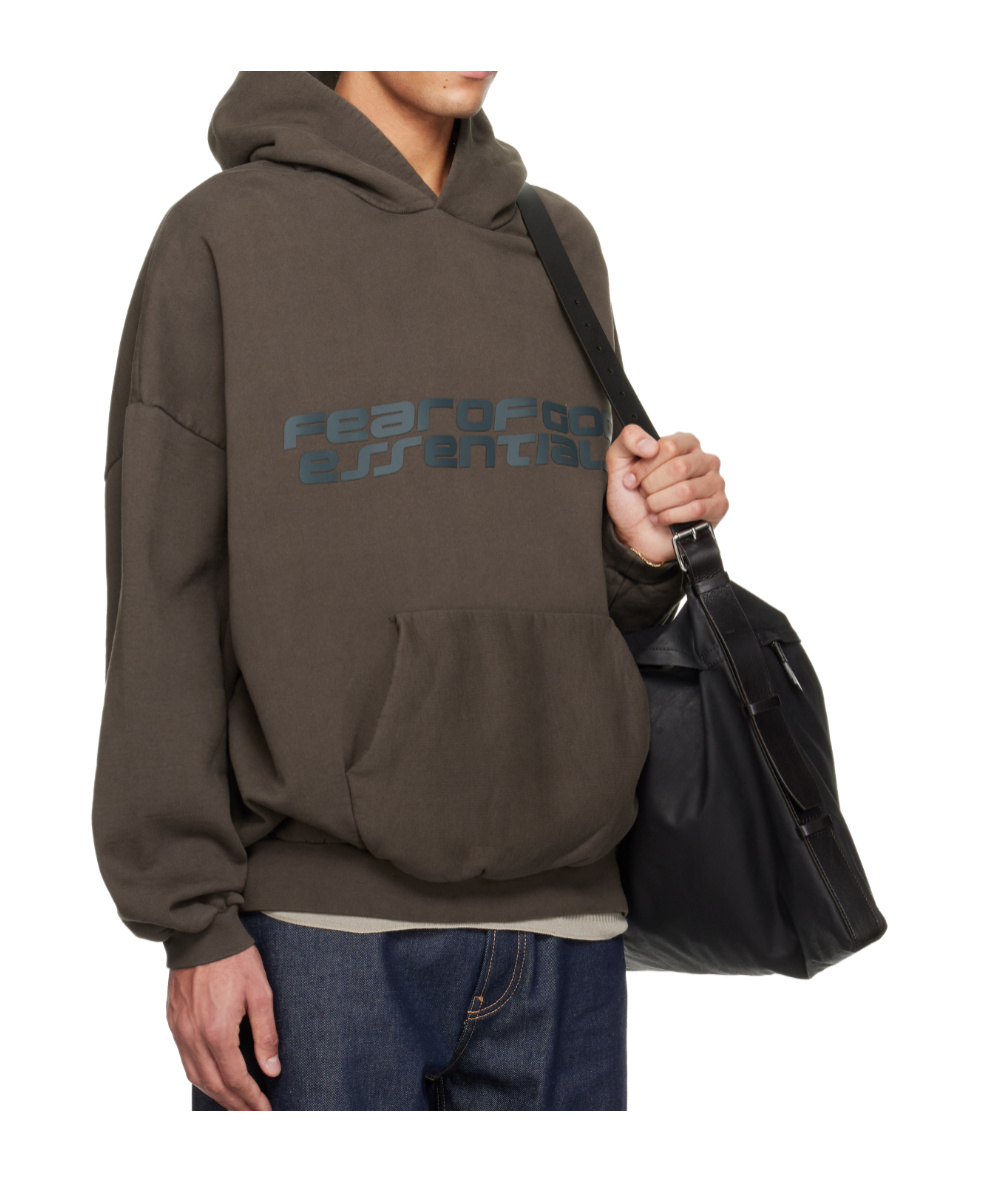 Essentials Heavy Fleece 90s Hoodie In Brown