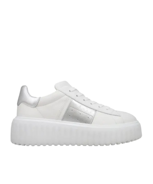 Hogan H-stripes Leather Platform Sneakers In White