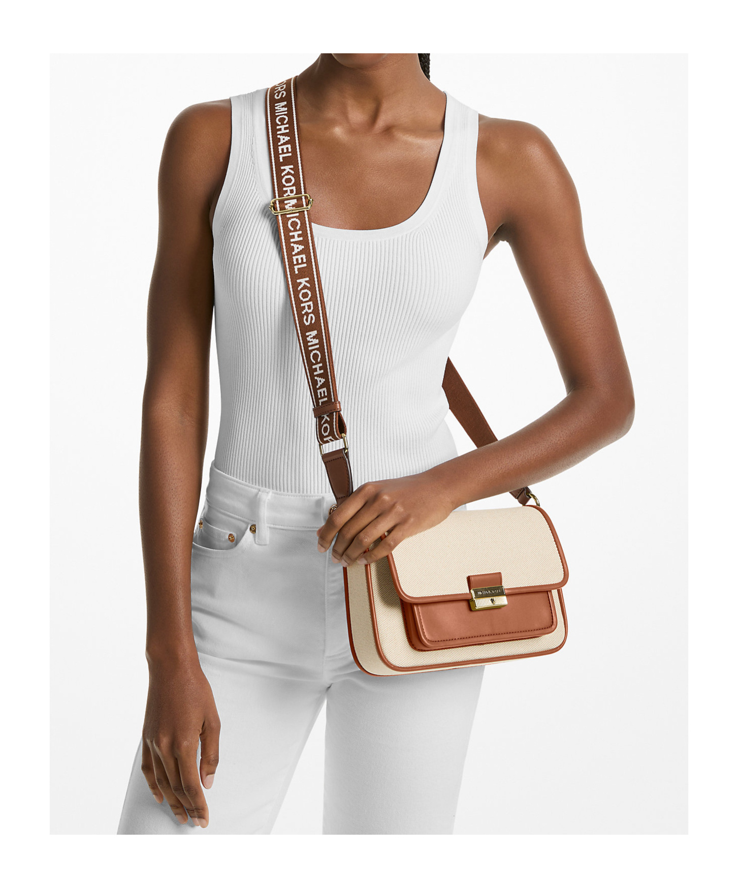 Michael Kors Bradshaw Medium Canvas Messenger Bag