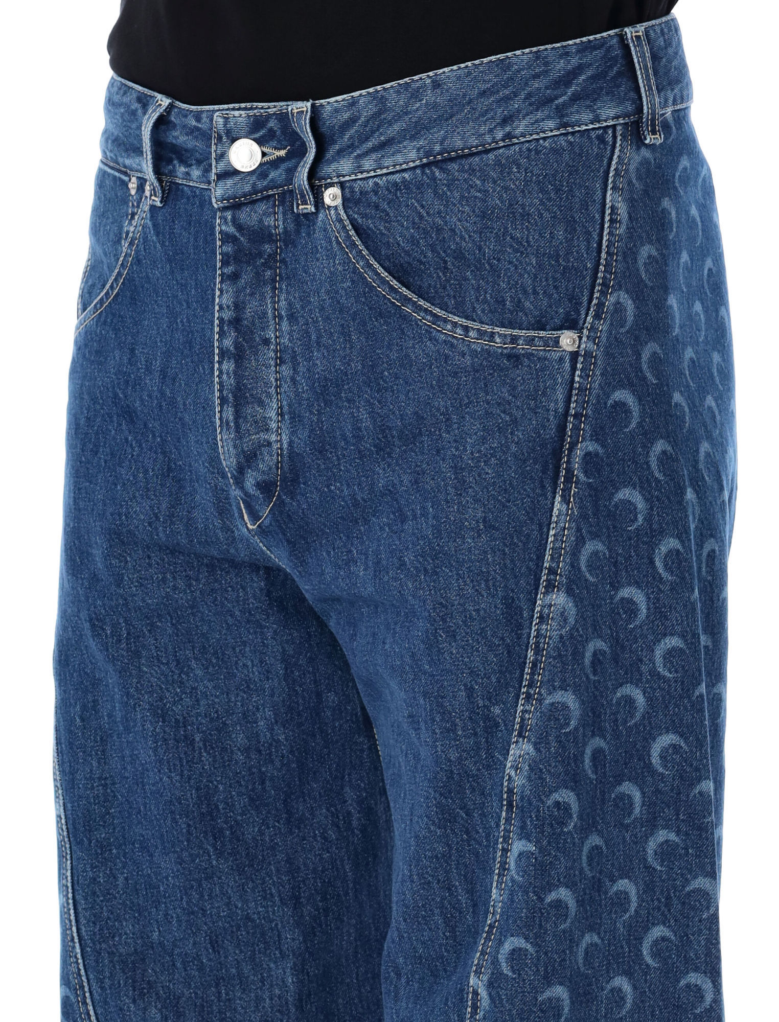 Marine Serre All Over Moon High-rise Straight Jeans In Blue